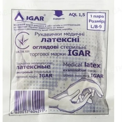 *Перчатки Igar стерил. смотров. р.L пара *Перчатки Igar стерил. смотров. р.L пара