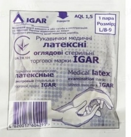 *Перчатки Igar стерильные смотровые р.L пара