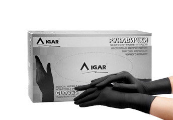 *Перчатки Igar смотр. нитрил. нестерил. б/пудр. р.7-8 черные *Перчатки Igar смотр. нитрил. нестерил. б/пудр. р.7-8 черные