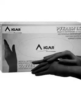 *Рукавички Igar огляд. нітрил. нестерил. б/пудр.р.7-8,чорні