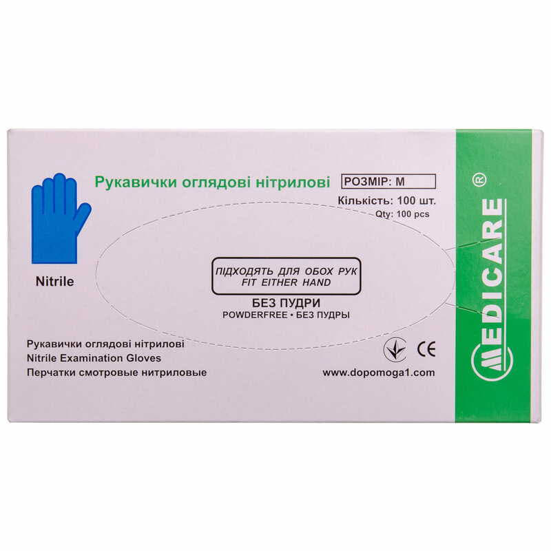 *Перчатки Medicare нитрил н/ст.без пудры р.M синие пара