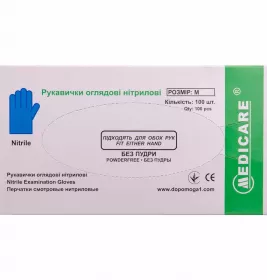 *Перчатки Medicare нитрил н/ст.без пудры р.M синие пара
