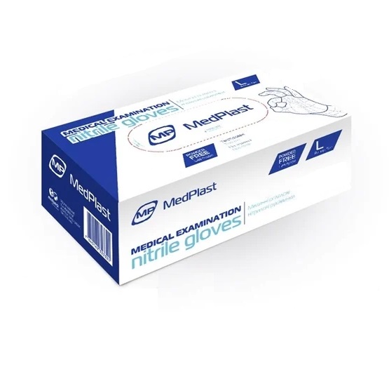 *Рукавички MedPlast оглядові нітрилові нестерильні без пудри р.L