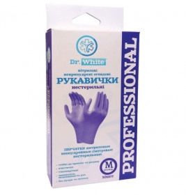 *Рукавички Dr.White Professional оглядові нітрилові нестерильні без пудри р.M violet №10