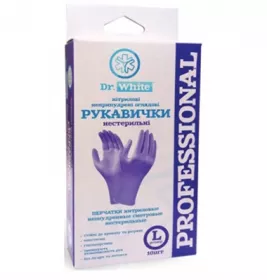 *Перчатки Dr.White Professional смотр.нитрил.нестерил.б/пудры р.L фиолетовые №10