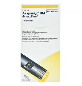 Актрапід НМ Флекспен розчин для ін'єкцій 100 МО/мл по 3 мл у картриджі 5 шт.