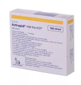 *Актрапид НМ пенфилл р-р д/ин. 100 МЕ/мл картридж 3 мл, №5