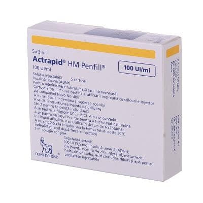 *Актрапід НМ пенфіл р-н д/ін. 100 МО/мл картридж 3 мл, №5
