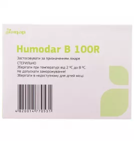 Хумодар Б100Р розчин для ін'єкцій 100 Од/мл по 3 мл у картриджах 5 шт.