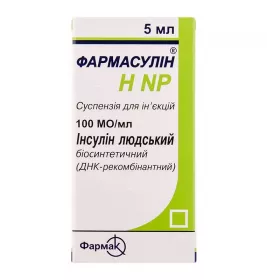 Фармасулін H NP суспензія для ін'єкцій 100 МО/мл по 5 мл у флаконі 1 шт.