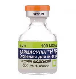Фармасулін H NP суспензія для ін'єкцій 100 МО/мл по 5 мл у флаконі 1 шт.