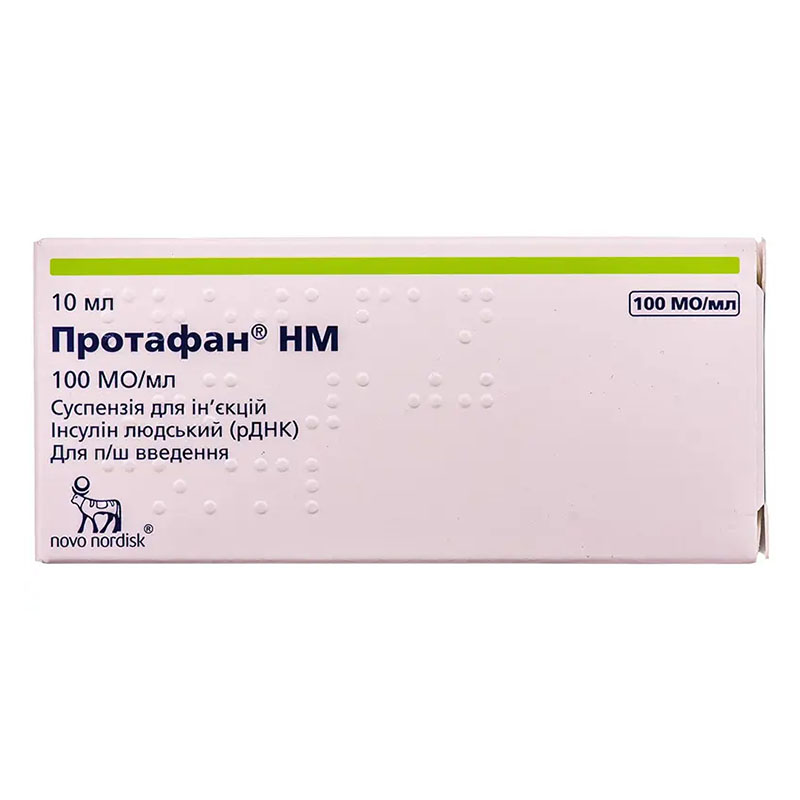 Протафан HM суспензія для ін'єкцій 100 МО/мл по 10 мл у флаконі 1 шт.