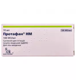 Протафан HM суспензія для ін'єкцій 100 МО/мл по 10 мл у флаконі 1 шт.