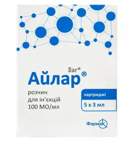 Айлар розчин для ін'єкцій 100 МО/мл по 3 мл у картриджі 5 шт.