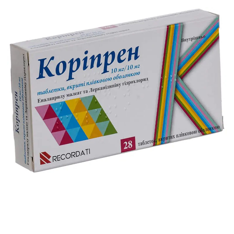 Коріпрен 10 мг/10 мг таблетки по 10 мг/10 мг 28 шт. (14х2)