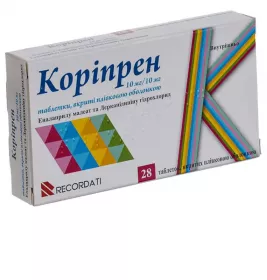 Коріпрен 10 мг/10 мг таблетки по 10 мг/10 мг 28 шт. (14х2)