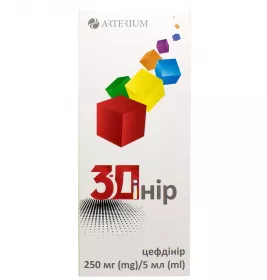 3-Дінір пор.д/орал.сусп.250мг/5мл фл.№1+шприц-доз.в уп.