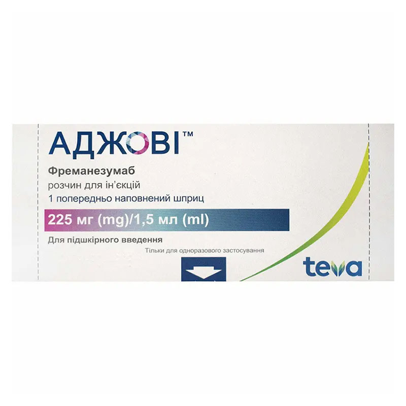 Аджові розчин для ін'єкцій 225 мг/1.5 мл по 1.5 мл у шприцах 1 шт.