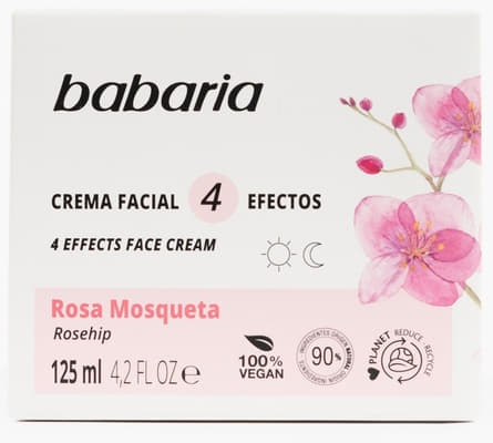 *Крем Babaria для обличчя, шиї та бюсту з олією шипшини 4 ефекти 125мл