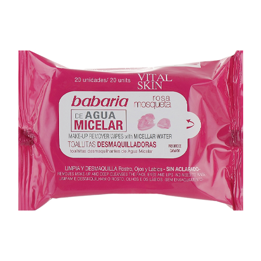 *Серветки Babaria з міцелярною водою для зняття макіяжу №12