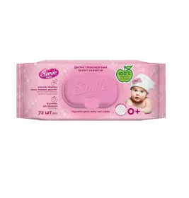 Серветки вологі Smile Baby з клапаном 72 шт