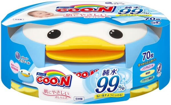 *Салфетки влажные GOO.N для младенцев в пластиковой коробке Уточка 70шт