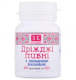 *Дріжджі пивні з бурштиновою кислотою Фармаком 0,5г №100