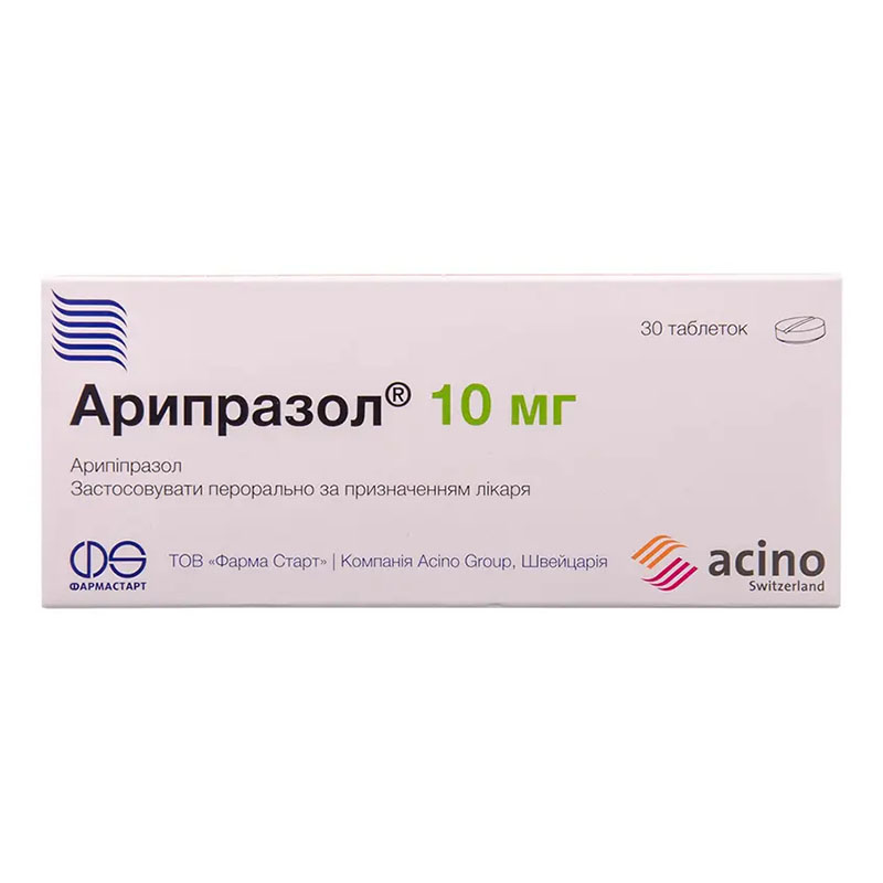 Арипразол таблетки по 10 мг 30 шт. (10х3) Арипразол таблетки по 10 мг 30 шт. (10х3)