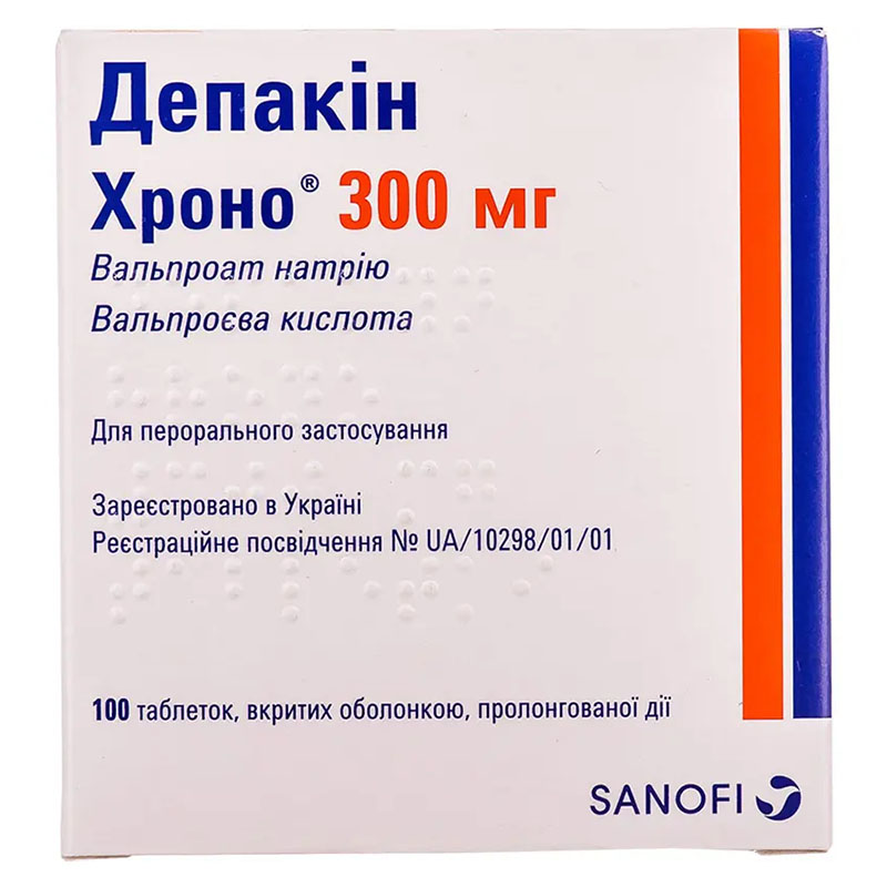 Депакін хроно 300 мг таблетки по 300 мг 100 шт. (50х2)