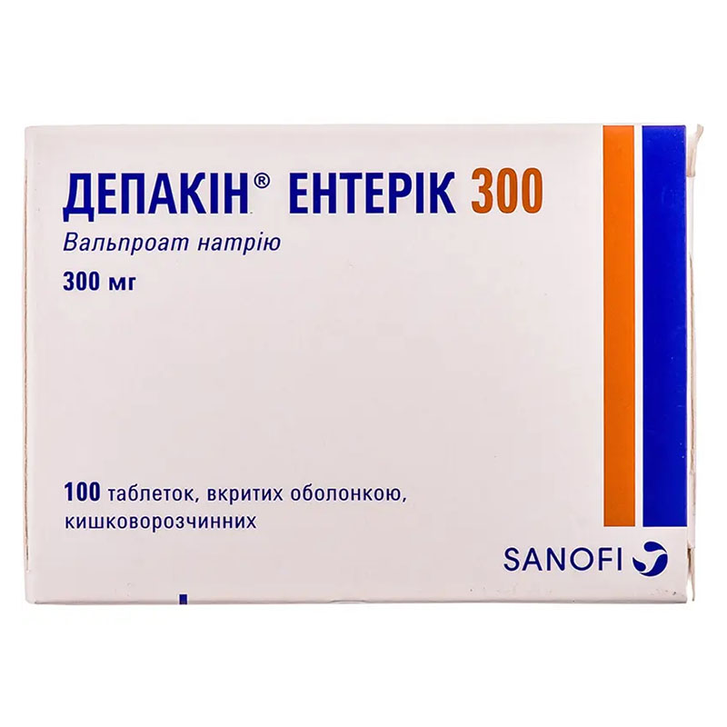 Депакін ентерік 300 таблетки по 300 мг 100 шт. (10х10)
