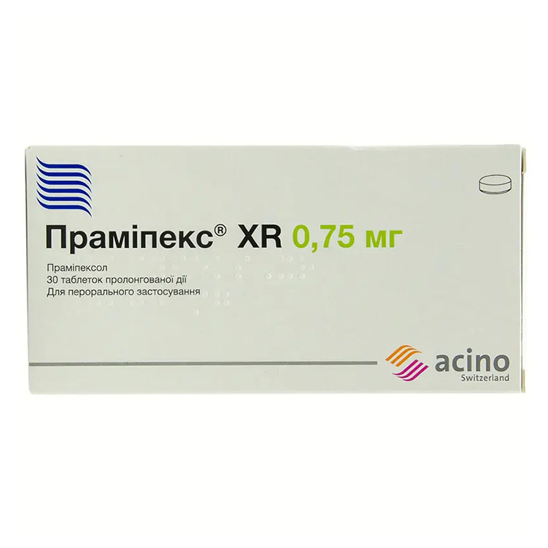 Прамипекс XR таблетки по 0.75 мг 30 шт. (10х3) Прамипекс XR таблетки по 0.75 мг 30 шт. (10х3)