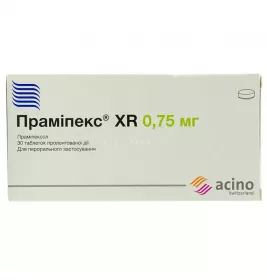 Прамипекс XR таблетки по 0.75 мг 30 шт. (10х3)