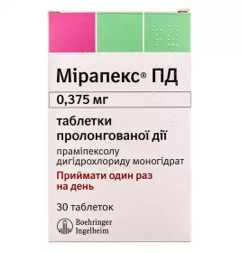 Мірапекс таблетки 0,375 мг 30 шт.