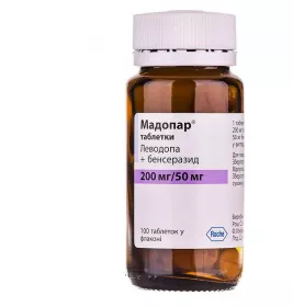 Мадопар таблетки по 200 мг/50 мг 100 шт. в бутылке