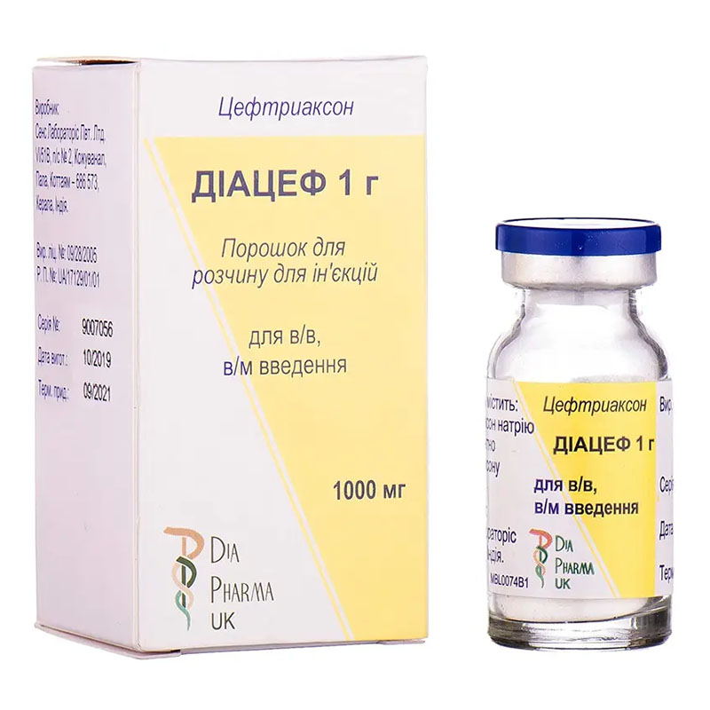 Діацеф порошок по 1000 мг у флаконі 1 шт.