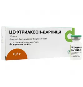 Цефтриаксон-Дарниця порошок по 0.5 г у флаконі 5 шт.
