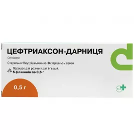 Цефтриаксон-Дарниця порошок по 0.5 г у флаконі 5 шт.