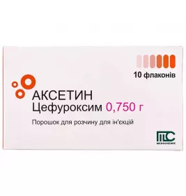Аксетин порошок по 0,75 г у флаконі 10 шт.