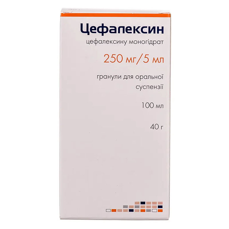 Цефалексин гранули 250 мг/5 мл по 100 мл (40 г) у флаконі 1 шт.