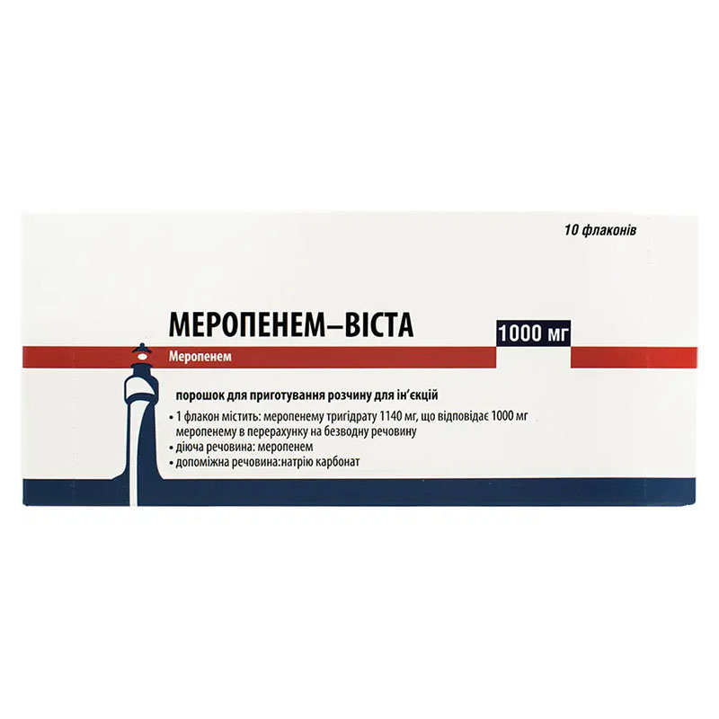 Меропенем-Віста порошок по 1000 мг у флаконі 10 шт.
