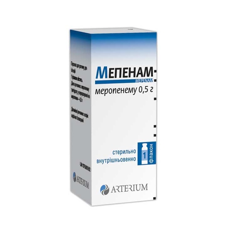 Мепенам порошок по 0.5 г у флаконі 1 шт.