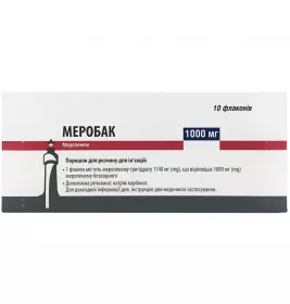 Меробак порошок по 1000 мг у флаконі 10 шт.