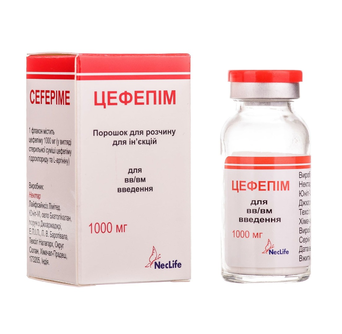 Цефепім порошок по 1 г у флаконі 1 шт. - Алембік