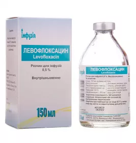 Левофлоксацин розчин для інфузій 0,5% по 150 мл у флаконі 1 шт. - інфузія