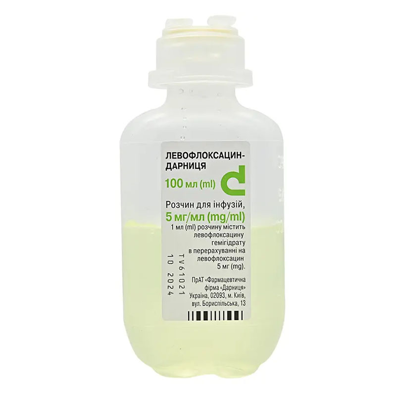 Левофлоксацин-Дарница раствор для инфузий 5 мг/мл по 100 мл во флаконе 1 шт.