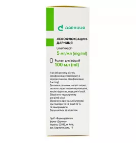Левофлоксацин-Дарниця розчин для інфузій 5 мг/мл по 100 мл у флаконі 1 шт.