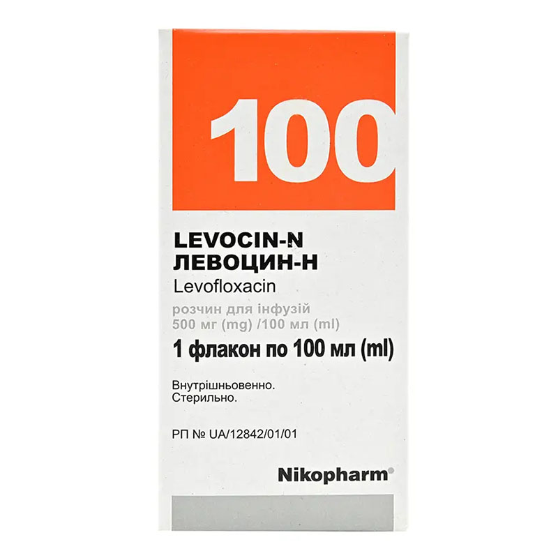 Левоцин-Н розчин для інфузій 500 мг/100 мл по 100 мл у флаконі