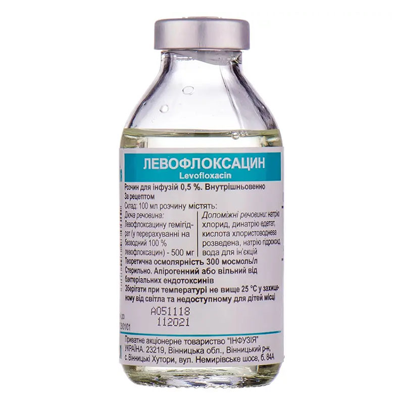 Левофлоксацин раствор для инфузий 0.5% по 100 мл во флаконе 1 шт. - Инфузия