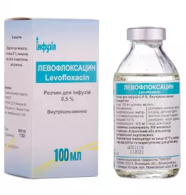 Левофлоксацин раствор для инфузий 0.5% по 100 мл во флаконе 1 шт. - Инфузия