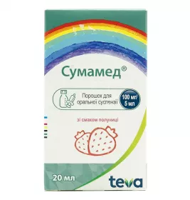 Сумамед Клубника порошок 100 мг/5 мл 400 мг по 20 мл во флаконе 1 шт.